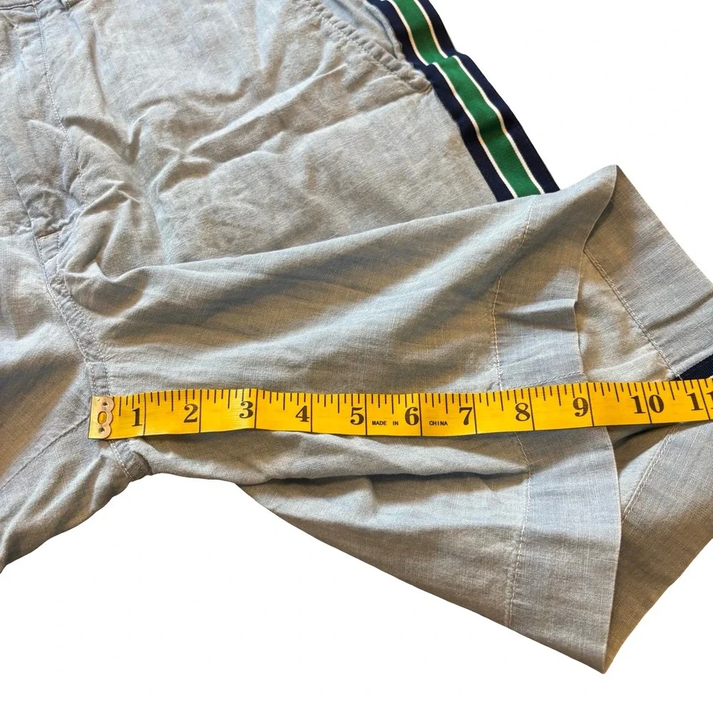 Polo Ralph Lauren Mens 32 Classic Fit Chambray Shorts Blue Green Side Stripe